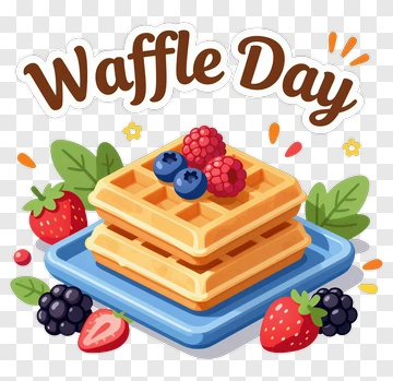 Waffle Day Celebration With Delicious Waffles And Berries PNG