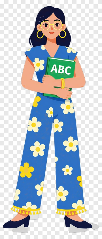 Cartoon Teacher Holding Abc Book PNG