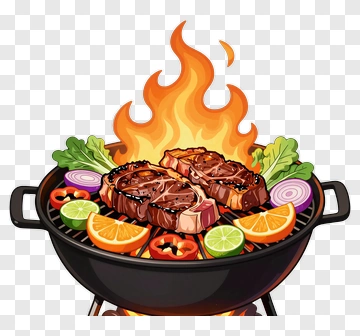 Grilled Steak And Vegetables On Barbecue PNG