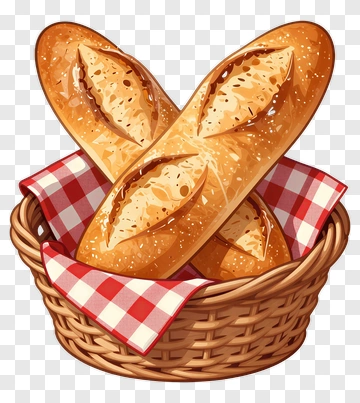 Basket Of Fresh Baguettes PNG