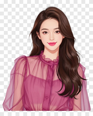 Portrait Of A Young Woman In A Pink Blouse PNG