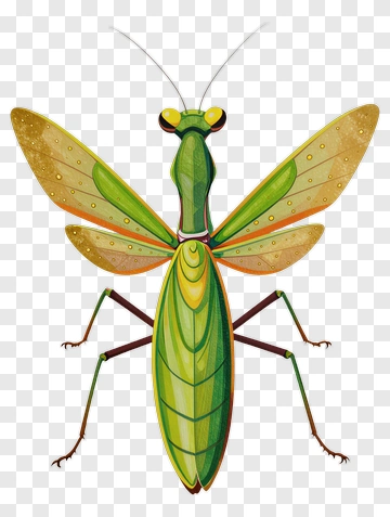 Colorful Cartoon Praying Mantis PNG