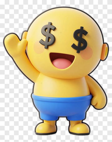 Cartoon Character Waving With Dollar Signs PNG
