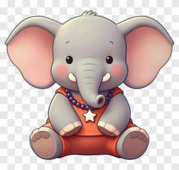 Cartoon Elephant Sitting With Necklace PNG