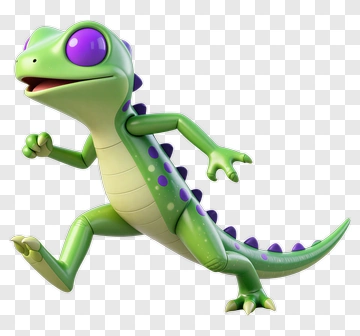 3D Cartoon Gecko Running PNG
