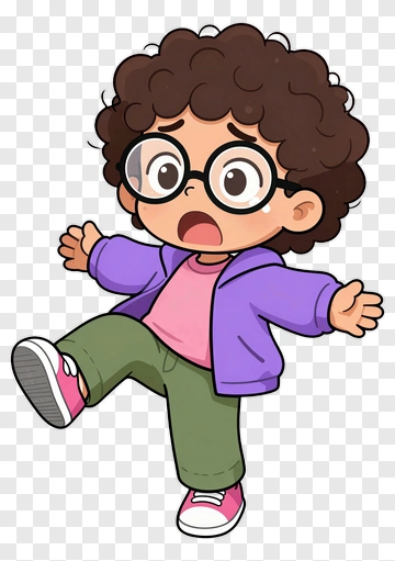 Cartoon Child With Curly Hair And Glasses PNG