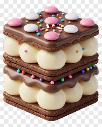 Colorful Chocolate Dessert Stack PNG