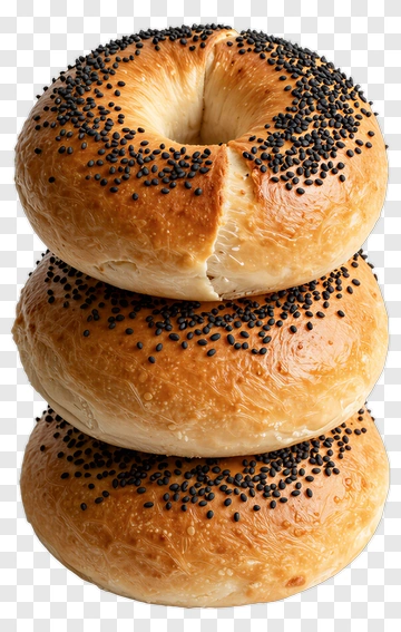 Stack Of Bagels With Sesame Seeds PNG