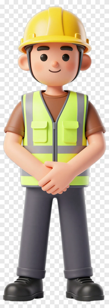 3D Construction Worker Standing With Arms Crossed PNG