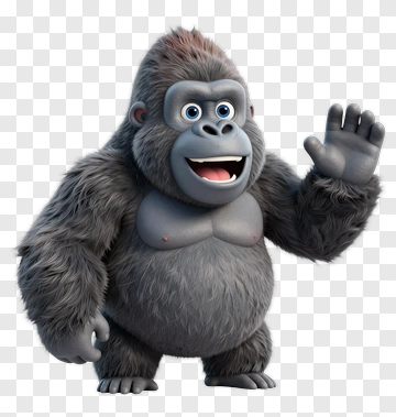 Cartoon Gorilla Waving Hello PNG