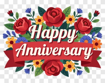 Happy Anniversary Floral Design PNG