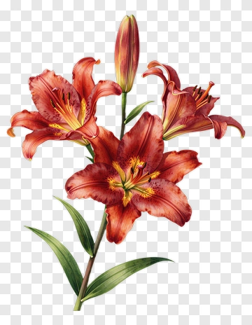 Colorful Lily Flowers PNG