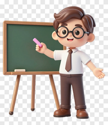 3D Teacher Holding A Pink Chalk In Front Of A Blackboard PNG