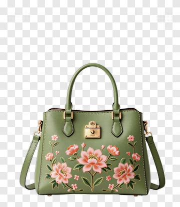Floral Handbag With Pink Flowers PNG