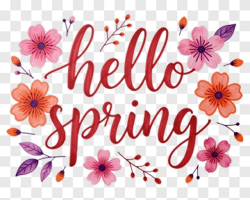Hello Spring Floral Design PNG