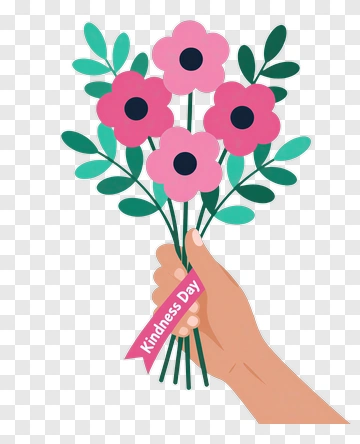 Hand Holding A Bouquet Of Flowers For Kindness Day PNG