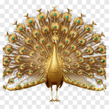 Golden Peacock Displaying Its Feathers PNG
