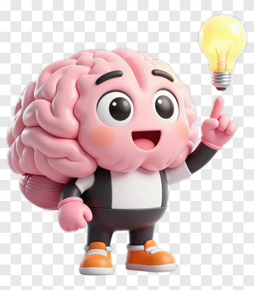 Cartoon Brain Holding A Light Bulb PNG