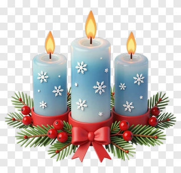 Christmas Candles With Snowflakes And Pine PNG