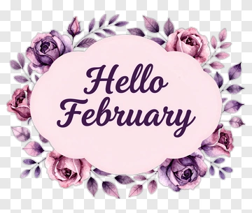 Hello February Floral Design PNG