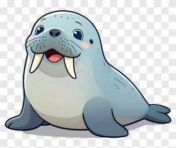 Cartoon Walrus Smiling PNG
