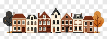 Colorful Row Of Houses PNG