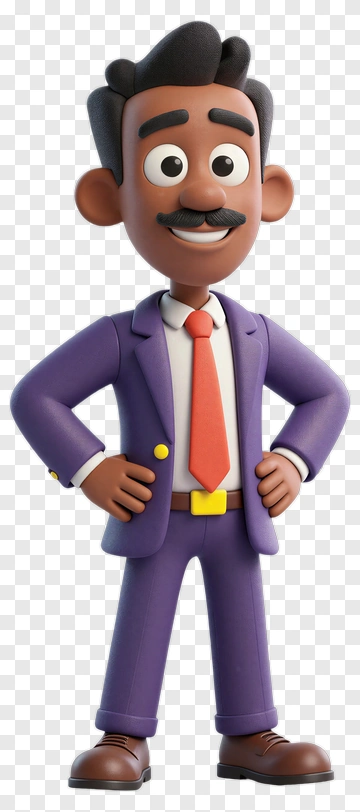 Cartoon Businessman In Purple Suit PNG