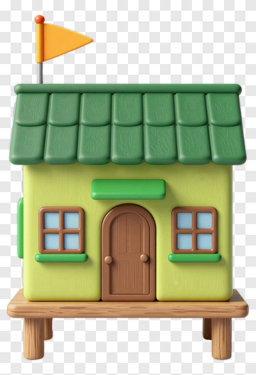 Colorful Toy House With Flag PNG