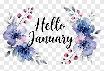 Hello January Floral Design PNG