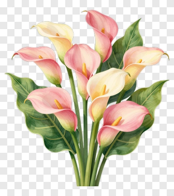 Colorful Calla Lily Bouquet PNG