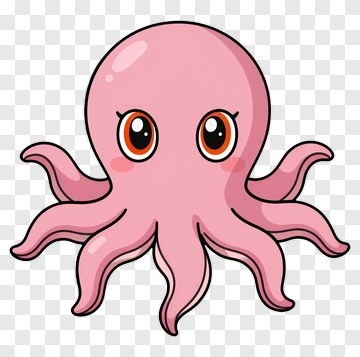Cartoon Pink Octopus PNG