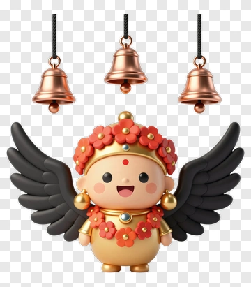 Cartoon Angel Figure With Bells PNG