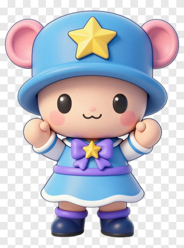 Cute Cartoon Character In Blue Outfit PNG