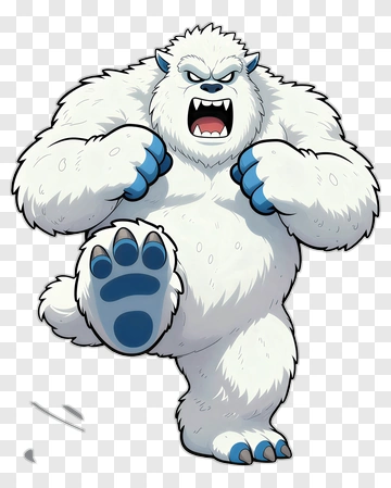 Cartoon Yeti Walking PNG