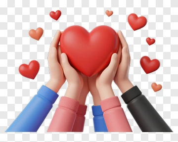 Hands Holding A Heart With Floating Hearts PNG