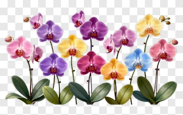 Colorful Orchid Flowers Arrangement PNG