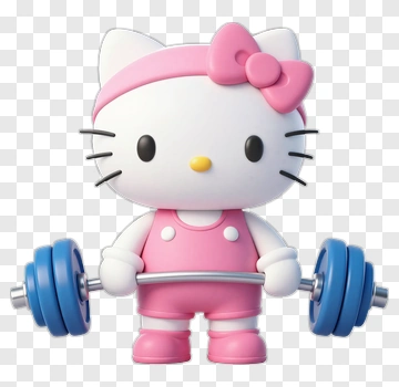 Hello Kitty Lifting Weights PNG