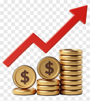 Growth Chart With Coins And Dollar Signs PNG