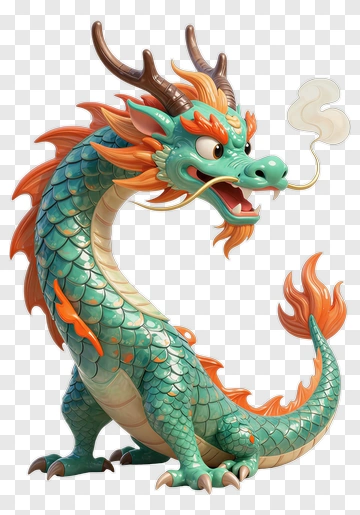Cartoon Dragon Breathing Smoke PNG