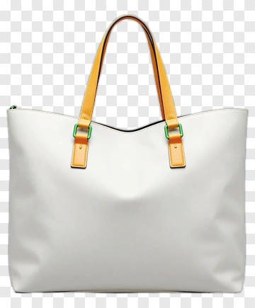 White Tote Bag With Yellow Handles PNG