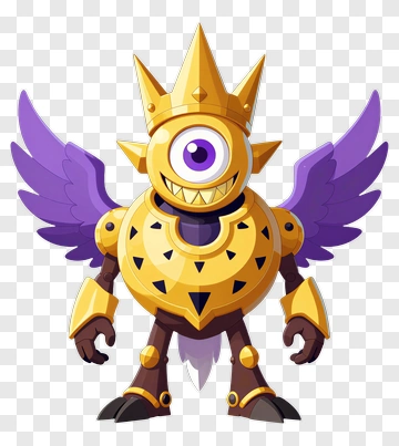 3D Cartoon Monster With Wings And Crown PNG