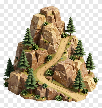 Mountain Landscape With Path And Trees PNG