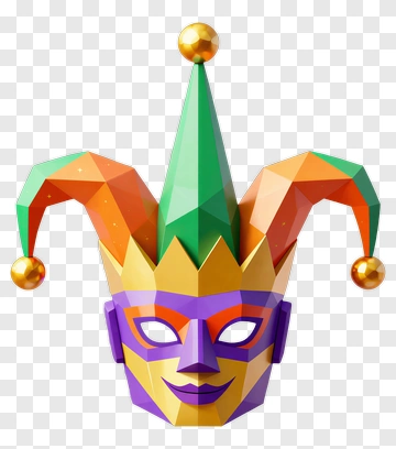 Colorful Jester Hat Mask PNG