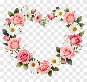 Flower Bouquet In Heart Shape PNG