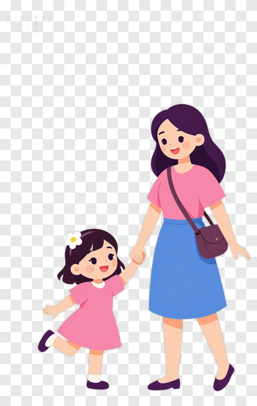 Happy Mother And Daughter Holding Hands PNG