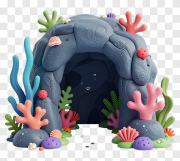 Colorful Coral Reef Cave PNG