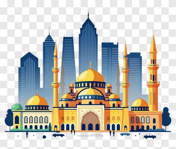 Mosque With City Skyline Background PNG