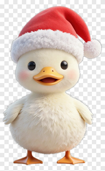 Cartoon Duck Wearing A Santa Hat PNG
