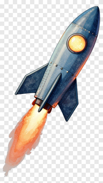 Rocket Launching With Flames PNG