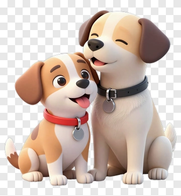 Cartoon Dogs Sitting Together PNG